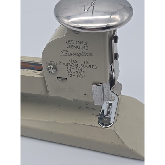Vintage Swingline No 13 High Carbon Stapler Beige Heavy Duty Steel Made In USA - Picture 12 of 12